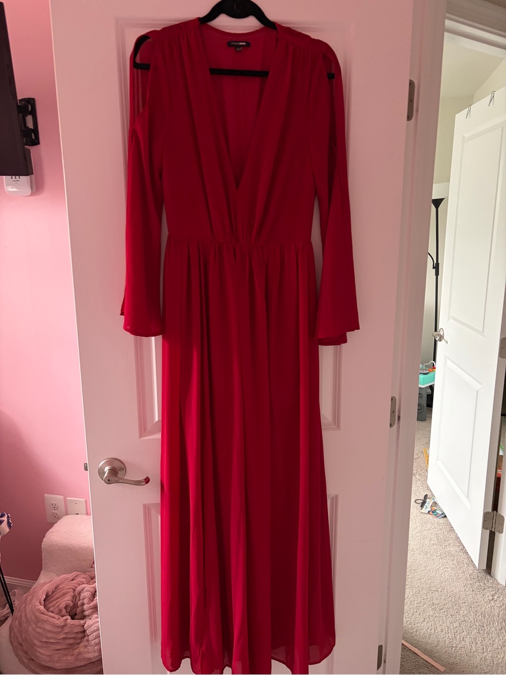 Fashion Nova Red Long Sleeve Maxi Dress